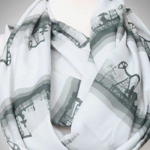 Oil Well Pump Jack infinity scarf for women in energy oil and gas industry gray